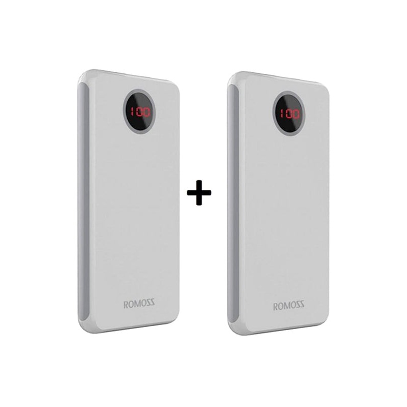 Romoss 10000mAh Ho10 Slim Power Bank, with Lightning and USB Type-C Input, Bundle Pack, 2 Pieces, White