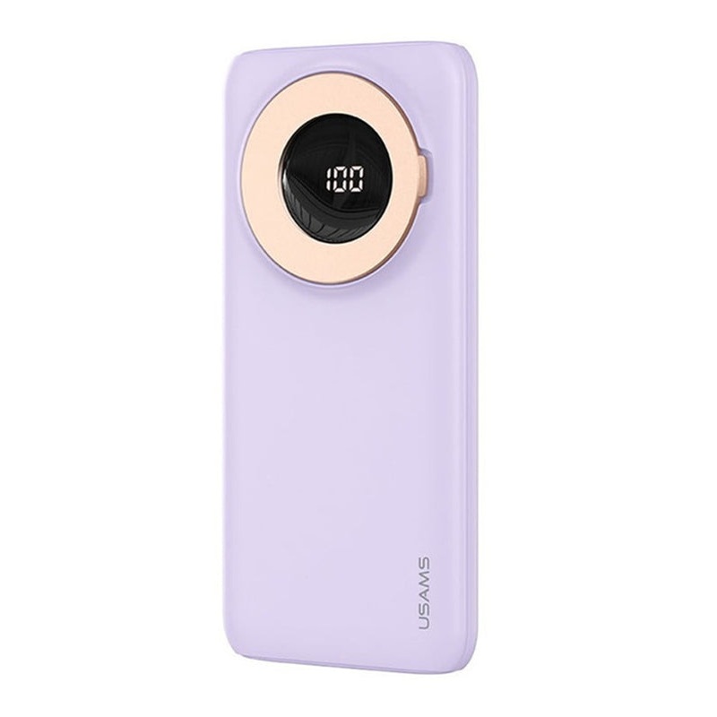 Usams LED Display 10000mAh QC3.0 + PD 20W Portable Magnetic Wireless Fast Charging Powerbank with Holder, Purple