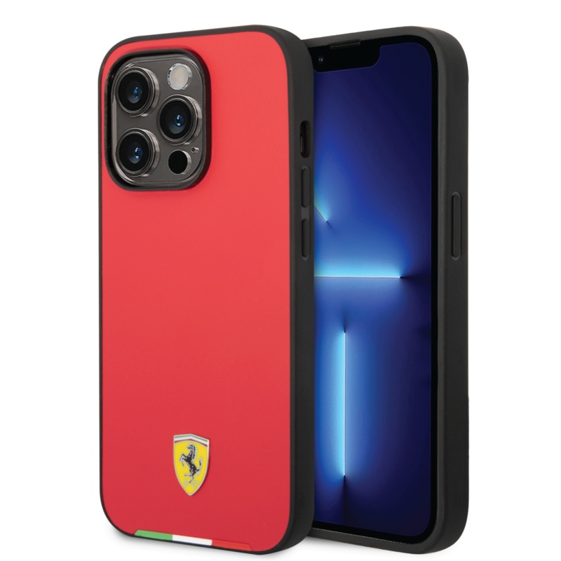 Ferrari Magsafe PU Carbon Italy Flag Line Hard Case 14 Pro 14 Pro Max