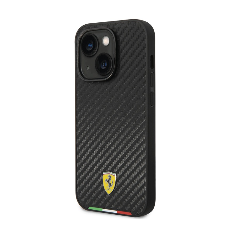 Ferrari PU Case with Italian Flag Line & Yellow Shield Logo Compatible