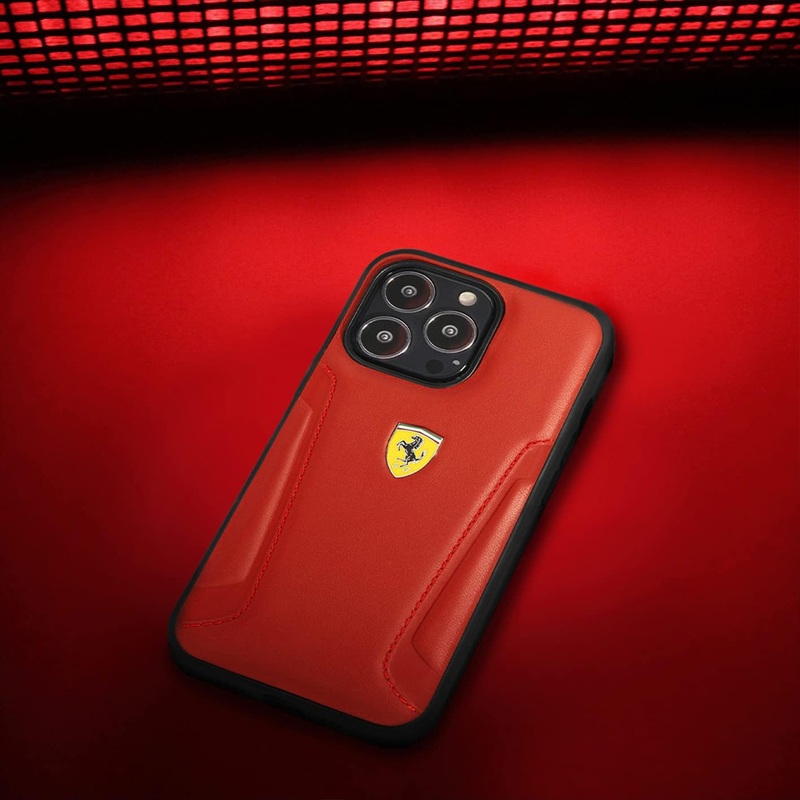 Original Ferrari Leather Case with iPhone 14, 14 Plus, 14 Pro, 14 Pro Max