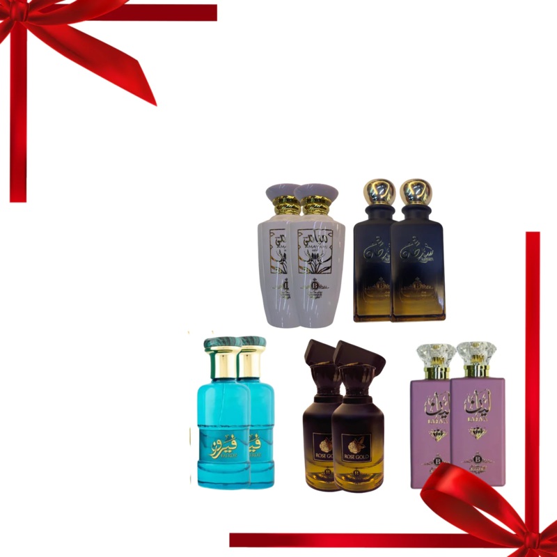 Pack of  10 Boutique Mayami, Sultan, Fairoz, Layan, Rosegold – 100ml Each Perfumes With Free Gift