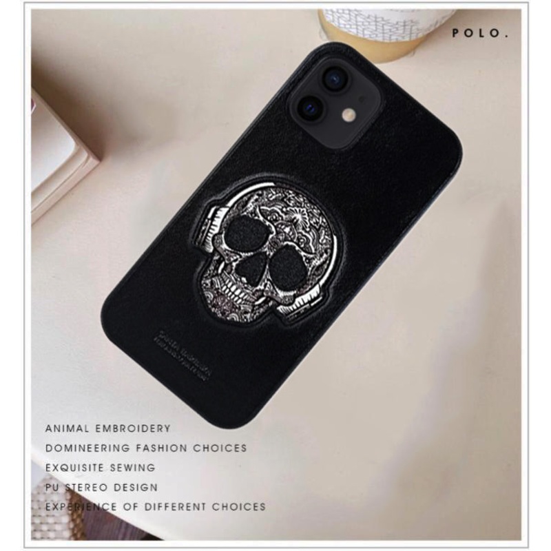 iPhone 12 Patti Series Genuine Santa Barbara Leather Case – Skull