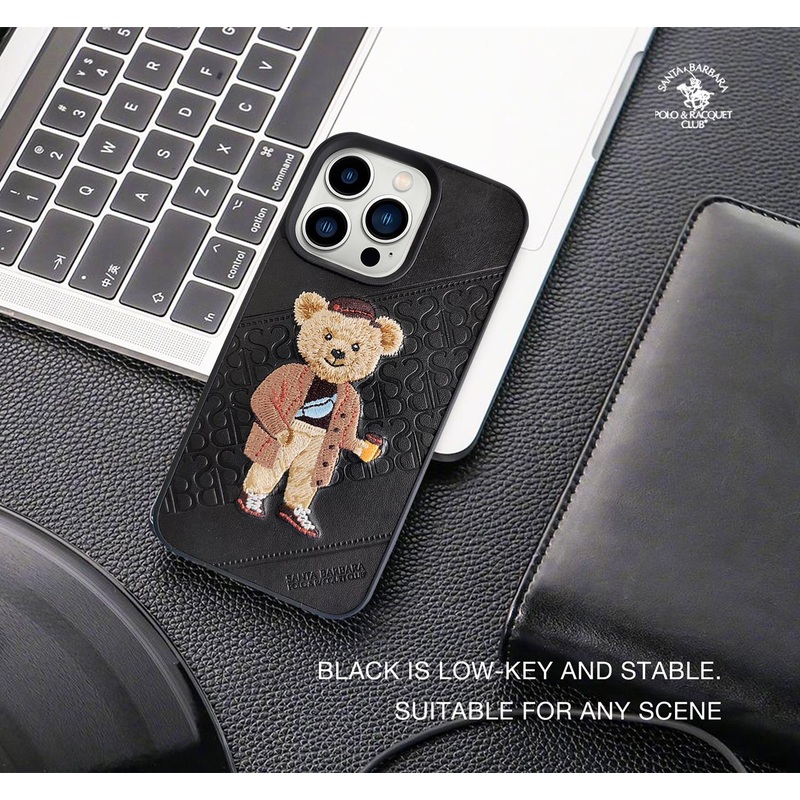 iPhone 13 Pro Max Crete Series Genuine Santa Barbara Leather Case – Black