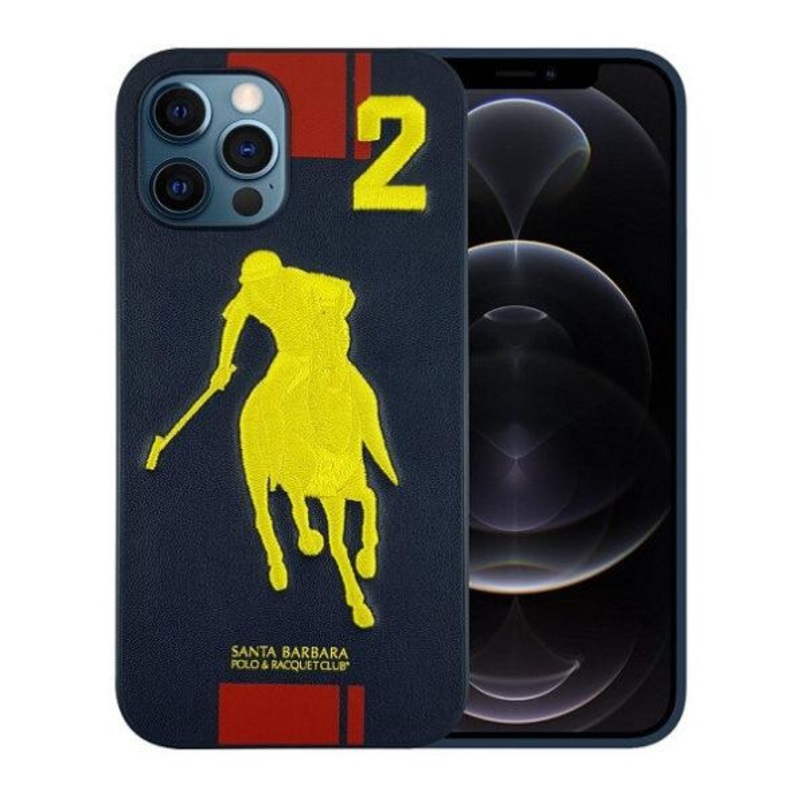 iPhone 13 Pro Max Garnier Series Genuine Santa Barbara Leather Case – Navy Blue