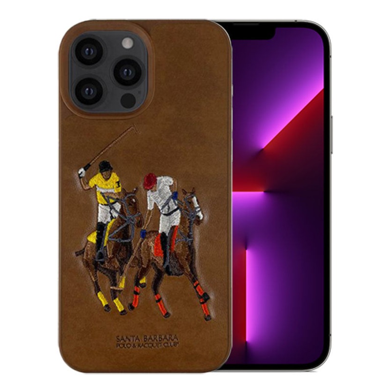 iPhone 13 Pro Max Jockey Series Genuine Santa Barbara Leather Case – Brown