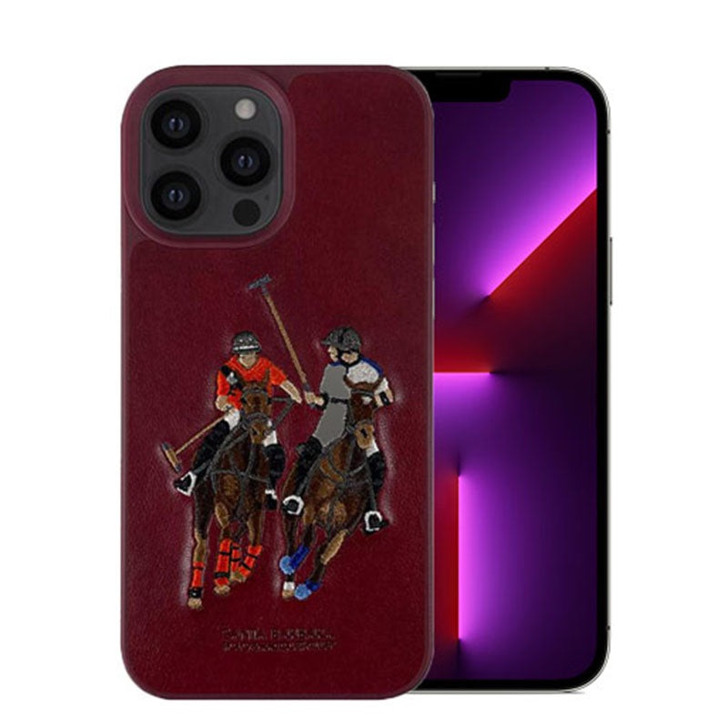 iPhone 13 Pro Max Jockey Series Genuine Santa Barbara Leather Case – Red
