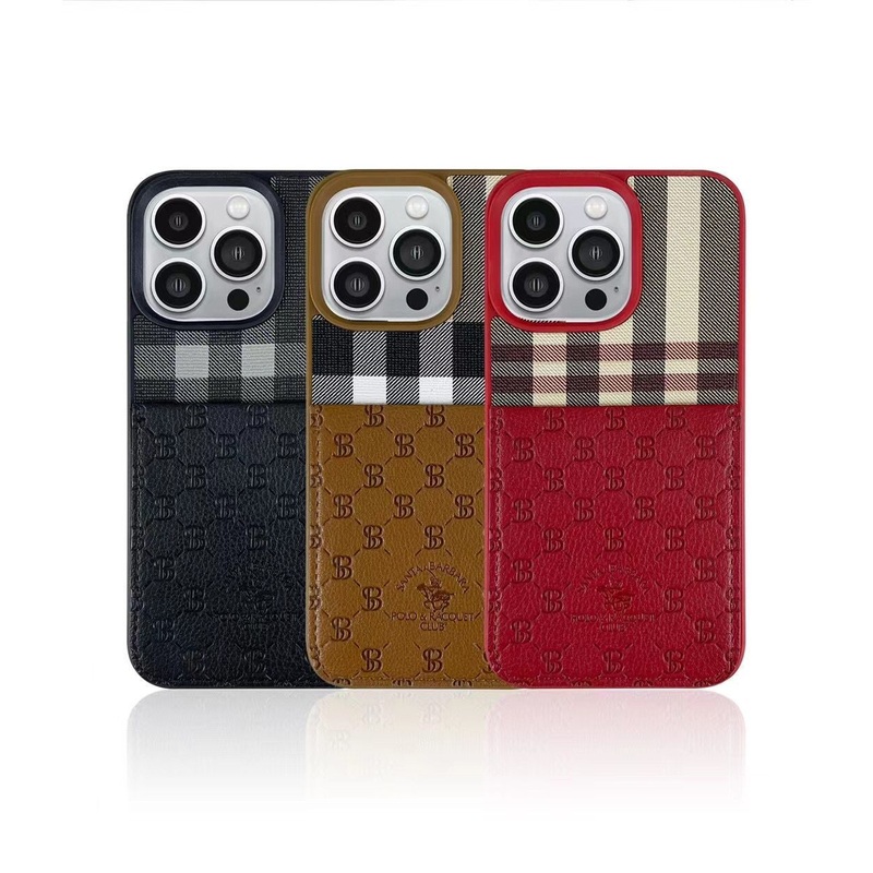iPhone 14 Classic Plaid Genuine Santa Barbara Leather Case