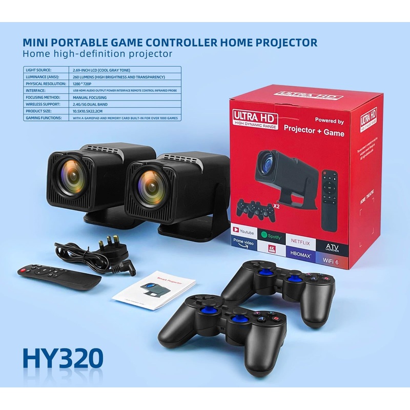 HY320 mini portable game controller home projector
