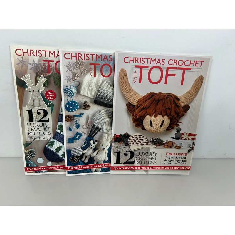 Lot of 3 Christmas Crochet With TOFT 12 Luxury Crochet Patterns Booklets From UK