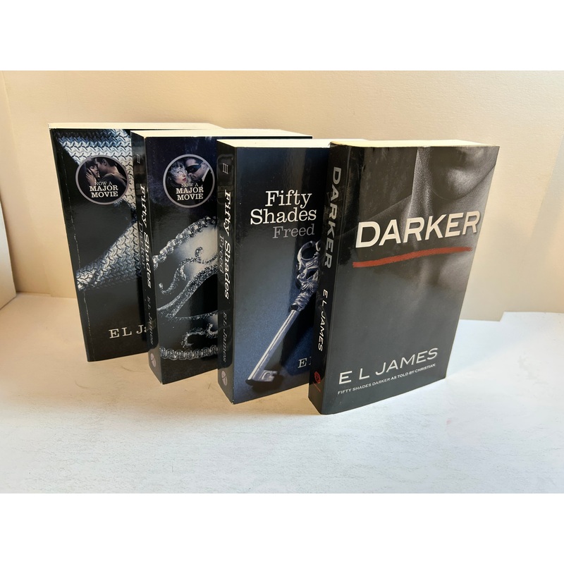 Lot of 4 Fifty Shades of Grey Trilogy & Darker by E.L. James Trade Paperbacks