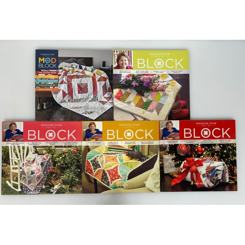 Lot of 5 Missouri Star Quilt Co BLOCK Magazines Vol.2  Issues 1, 2,4,5 & 6 2015