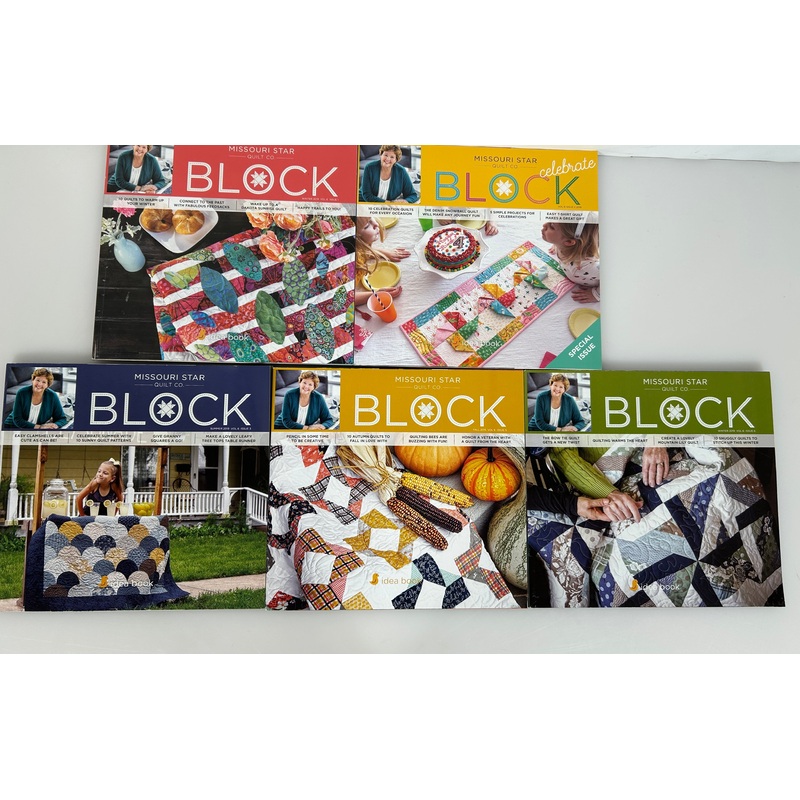 Lot of 5 Missouri Star Quilt Co BLOCK Magazines Vol.6 Issues 1, 2, 3, 5 & 6 2019