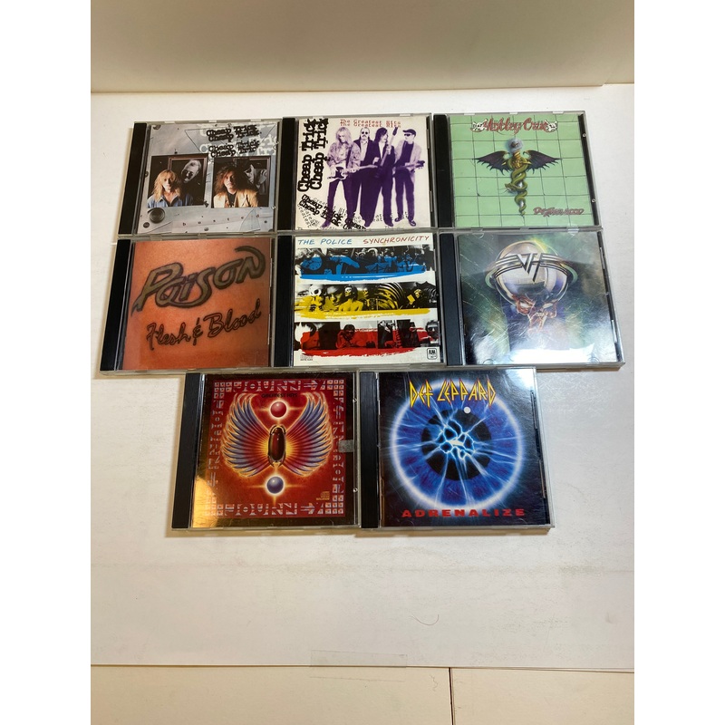 Lot of 8 1980s CDs Journey Def Leppard Poison Cheap Trick Motley Crus 1984-1992