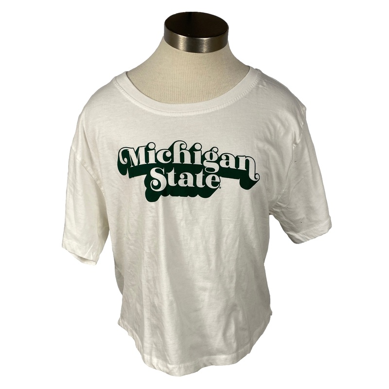 Michigan State University White Cropped T-Shirt Women’s Size XL