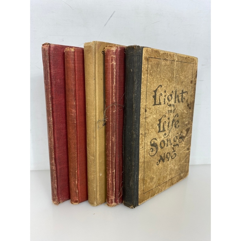 5 Antique Hymnals 1900-1927 incl Make His Praise Glorious/Light & Life HC