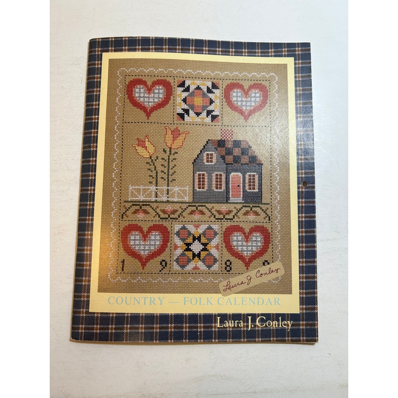 Country Days Folk Art Cross Stitch Calendar 1987 Prim Cottagecore
