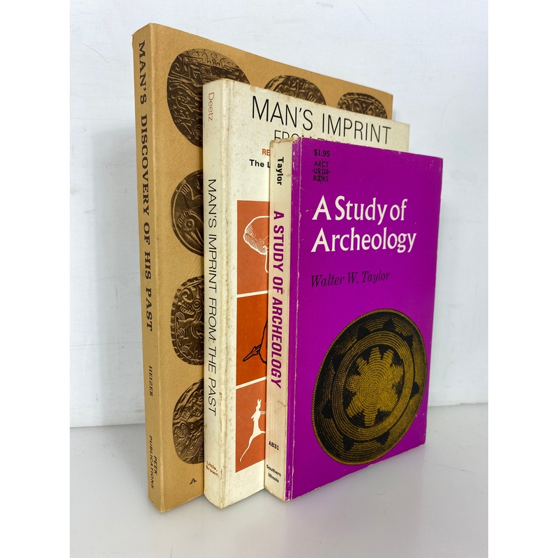 Lot of 3 Vintage Archaeology Books by Taylor/Heizer/Deetz 1967-71 SC