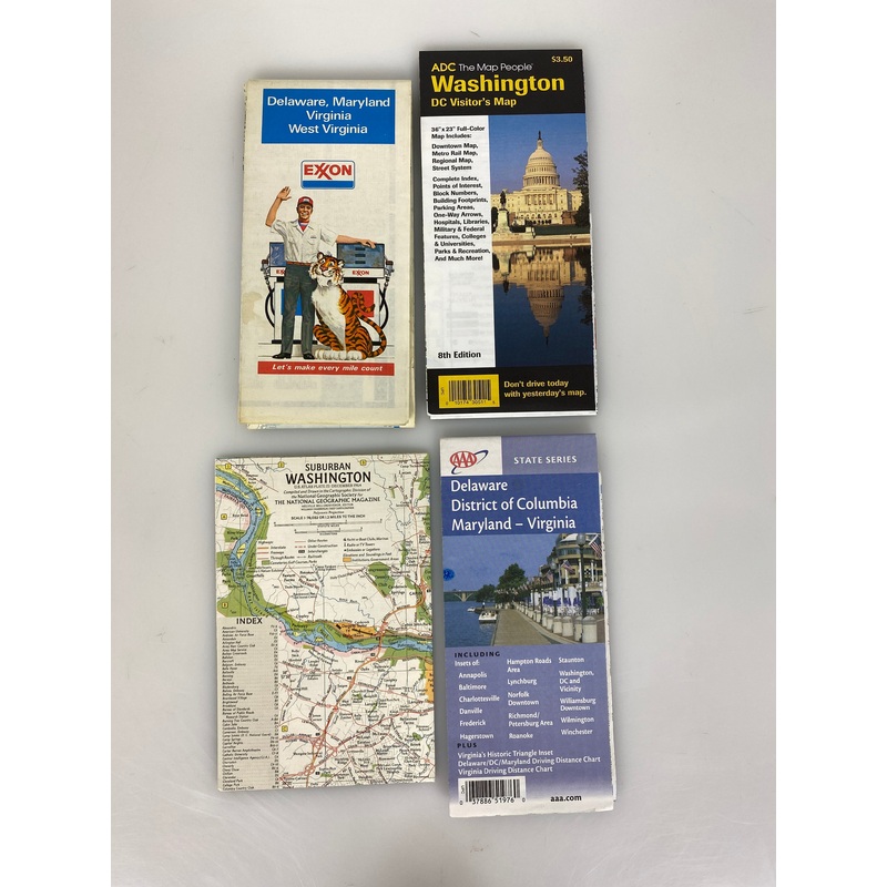 Lot of 4 Washington DC/Suburbs/Delaware, Maryland, Virginia Maps