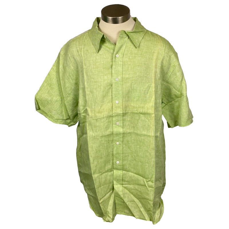 Pell & Co Green Linen Button Down Shirt Men’s Size XL