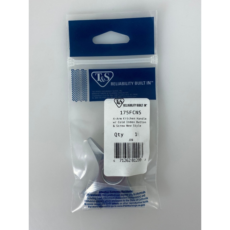 T and S #175FCNS 4-Arm Handle for Cold Water Kitchen Faucets 4 Pack