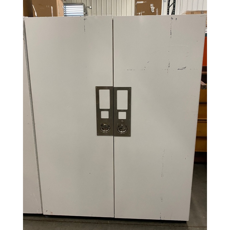 Light Grey Metal 2 Door Cabinet with Hanging Rod