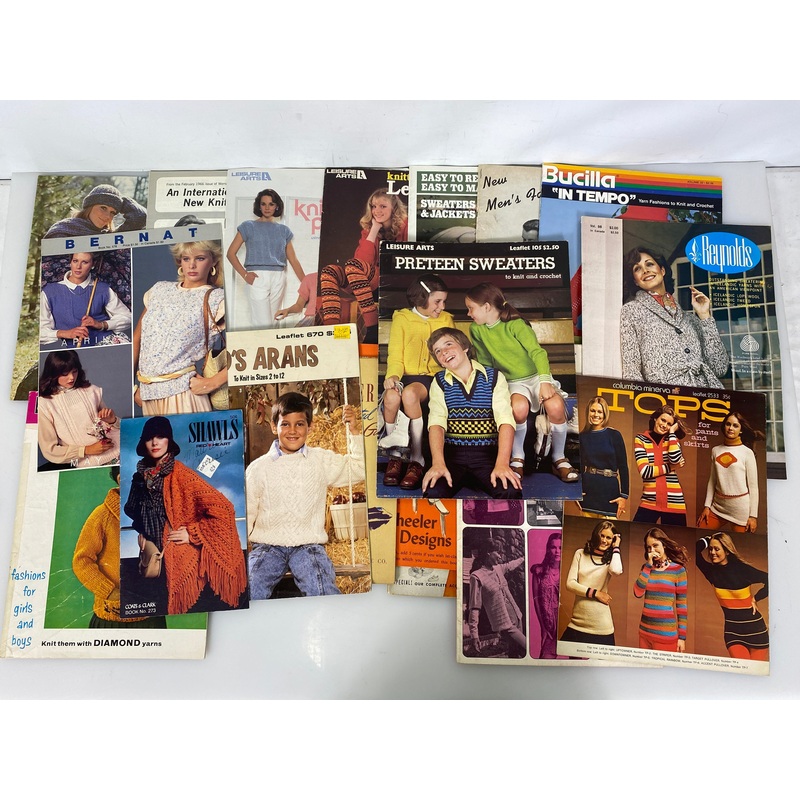 Lot of 20+ Vintage Fiber Arts Design Patterns Books 1943-1988