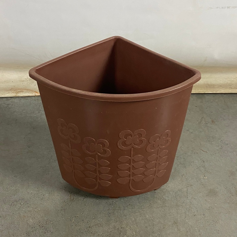 Vintage Corner Brown Plastic Flower Pot