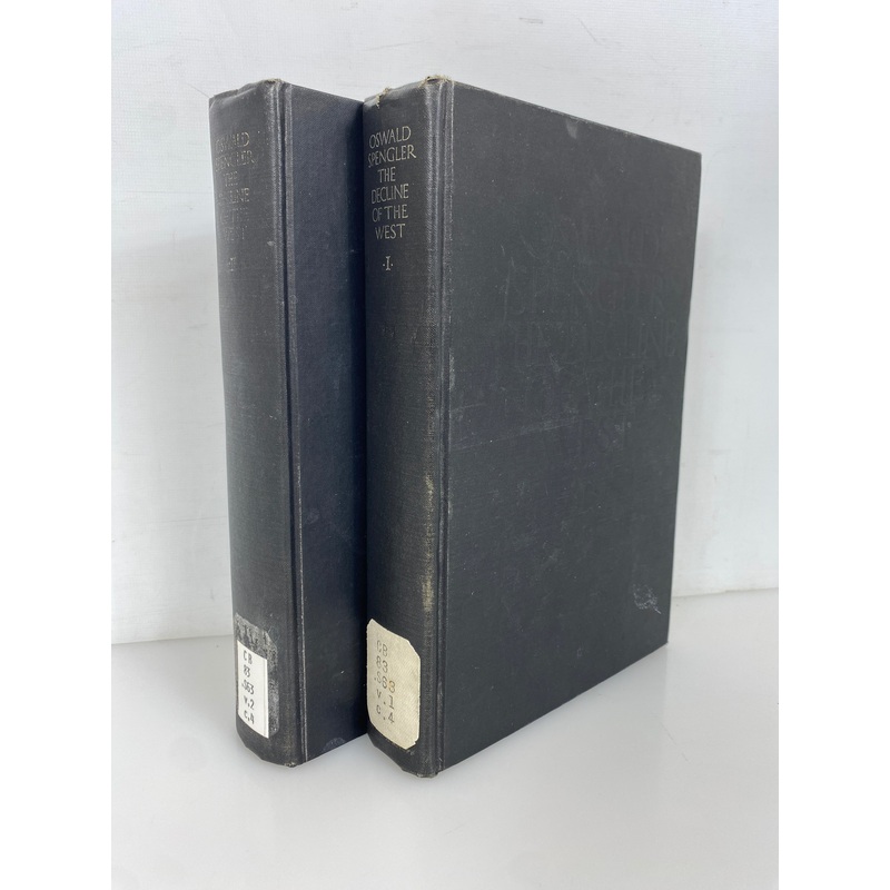 2 Vol Set The Decline of the West Oswald Spengler 1961 Ex-Library HC