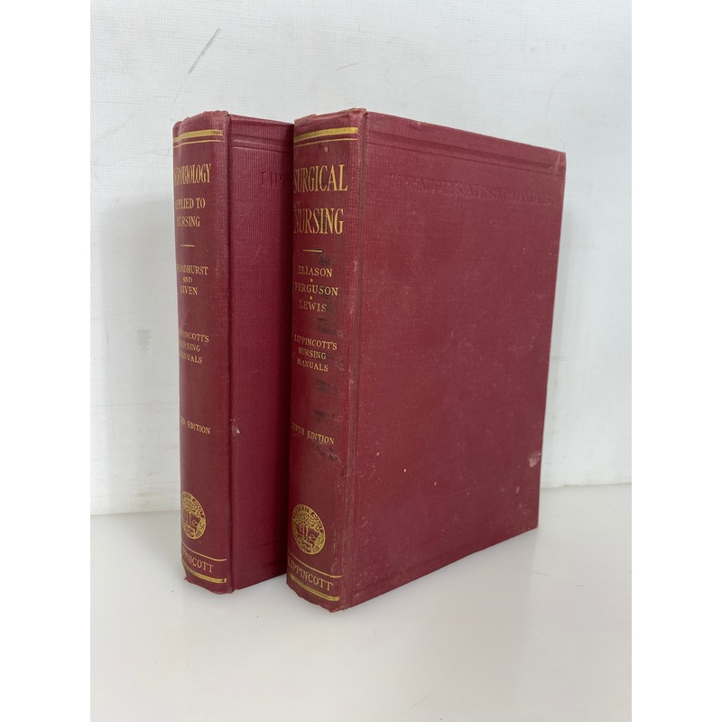 2 Volumes: Lippincott’s Nursing Manuals Microbiology/Surgical Nursing 1936 HC