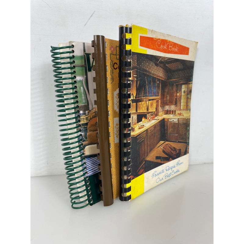 3 Spiral-Bound Church Fundraiser Cookbooks 1973-1997 SC