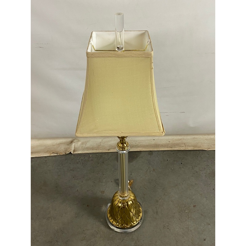 Glass Stem and Canvas Shade Lamp