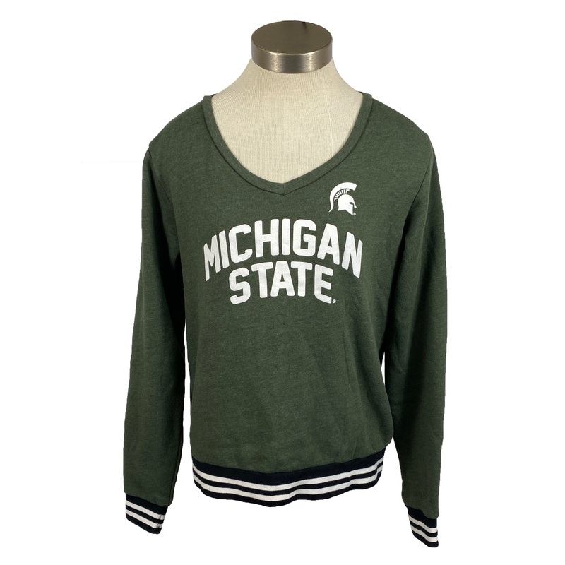 Michigan State University Green V-Neck Sweatshirt Women’s Size L