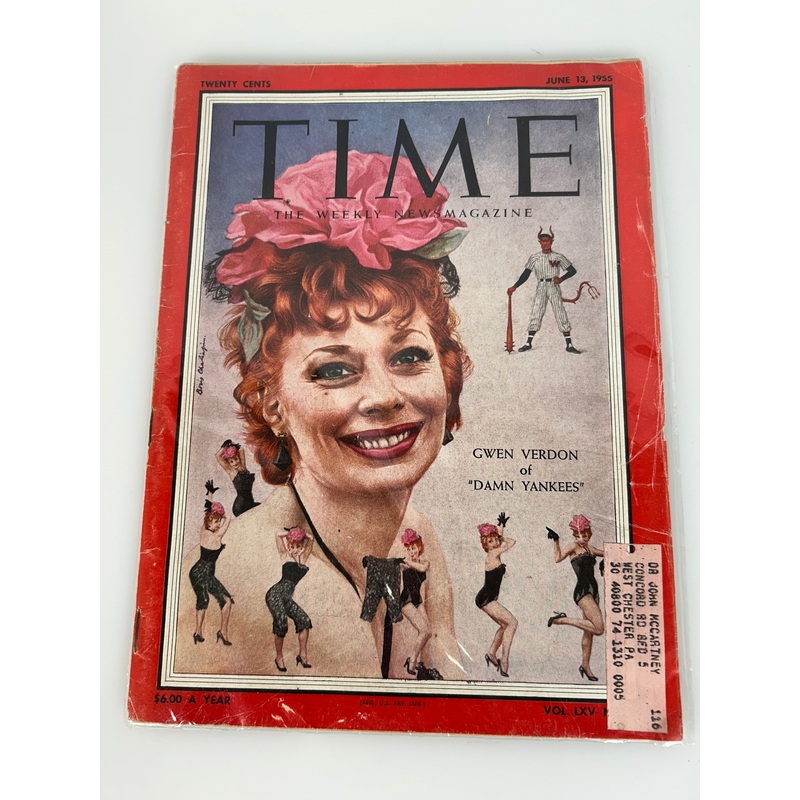 Time June 13,1955- Gwen Verdon Damn Yankees; King Saud; Marilyn Monroe; Iran
