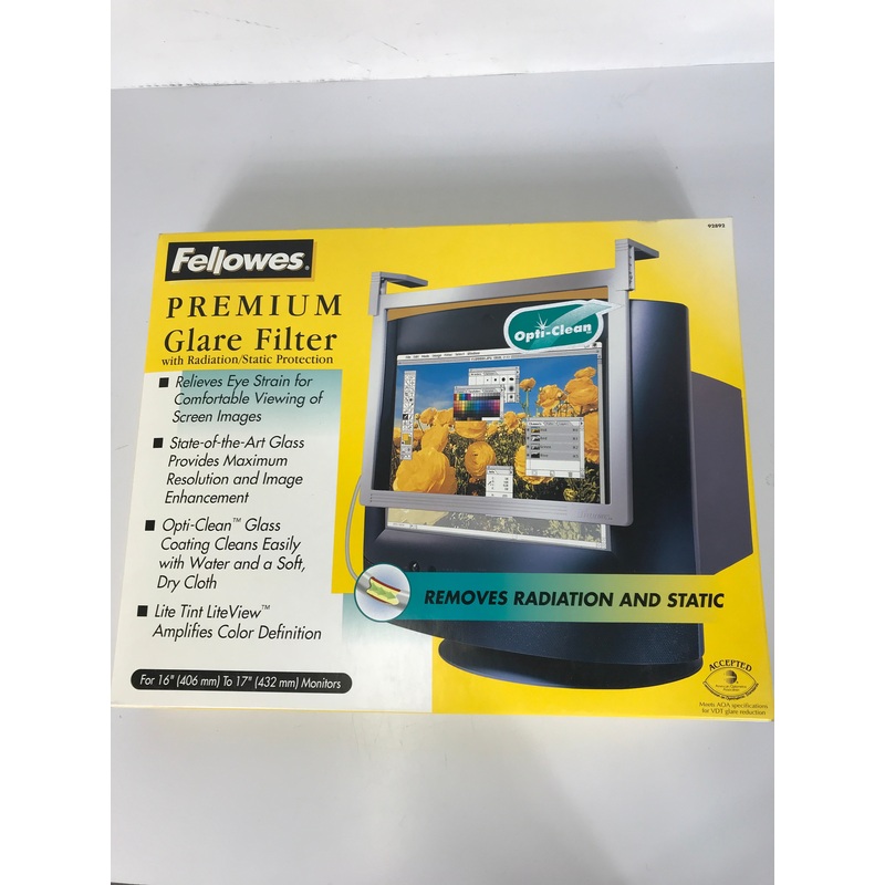 Fellowes 92892 16 – 17 Premium Glare Filter with Radiation/Static Protection *New*