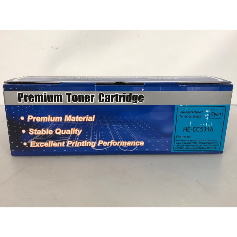 Premium Toner Cartridge HE-CC531A Replacement For CC531A Cyan Toner Cartridge