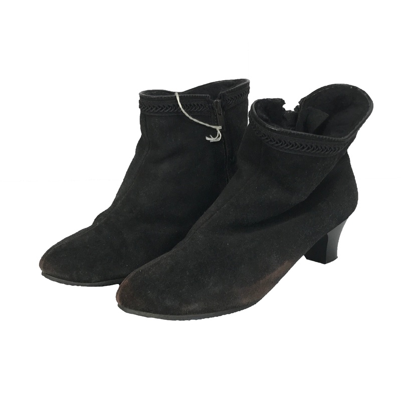 Vintage Black Faux Fur Lined Heeled Boots Women’s Size 6