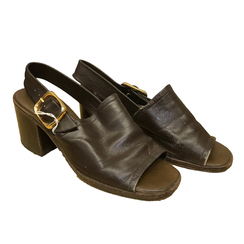 Vintage Brown Buckle Chunky Heels Women’s Size 7