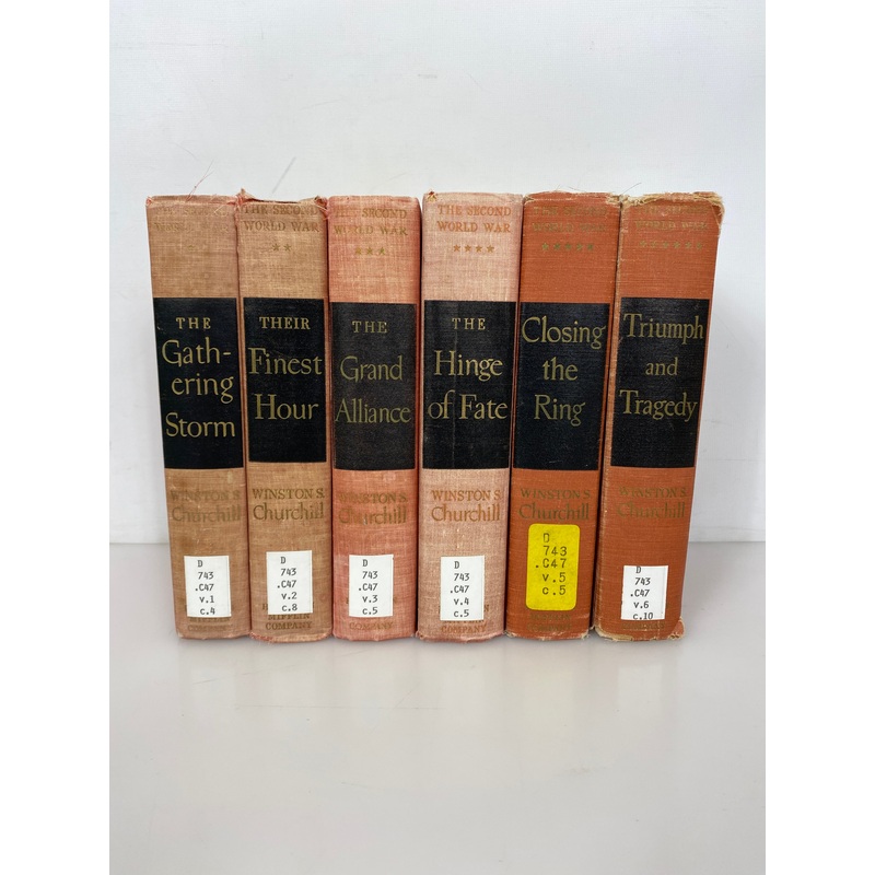 6 Vol Set: The Second World War by Winston Churchill 1948-53 Ex-Library HC