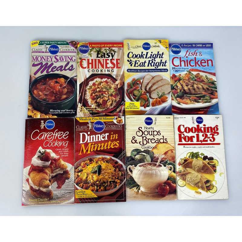 8 Pillsbury Recipe Magazines incl Money Saving Meals/Dinner in Minutes 1984-2004