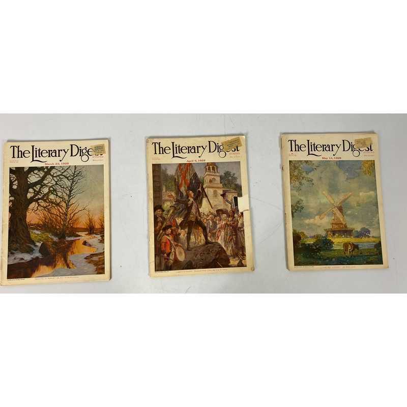 Lot of 3 The Literary Digest Magazine Mar, Apr, May 1929