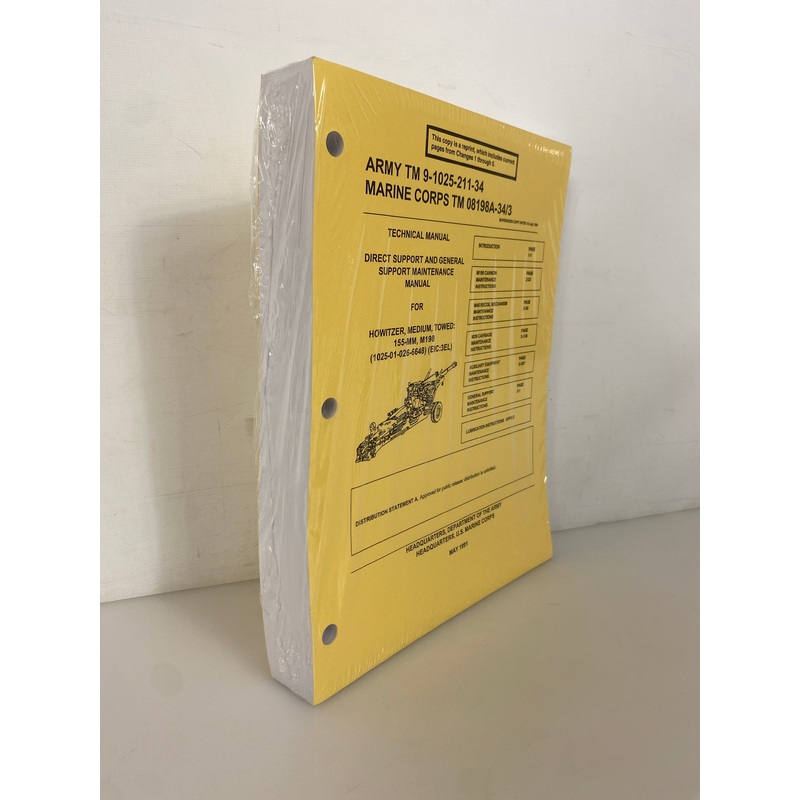US Army Technical Manual Howitzer Medium Towed 1991 Unopened Loose Leaf Reprint