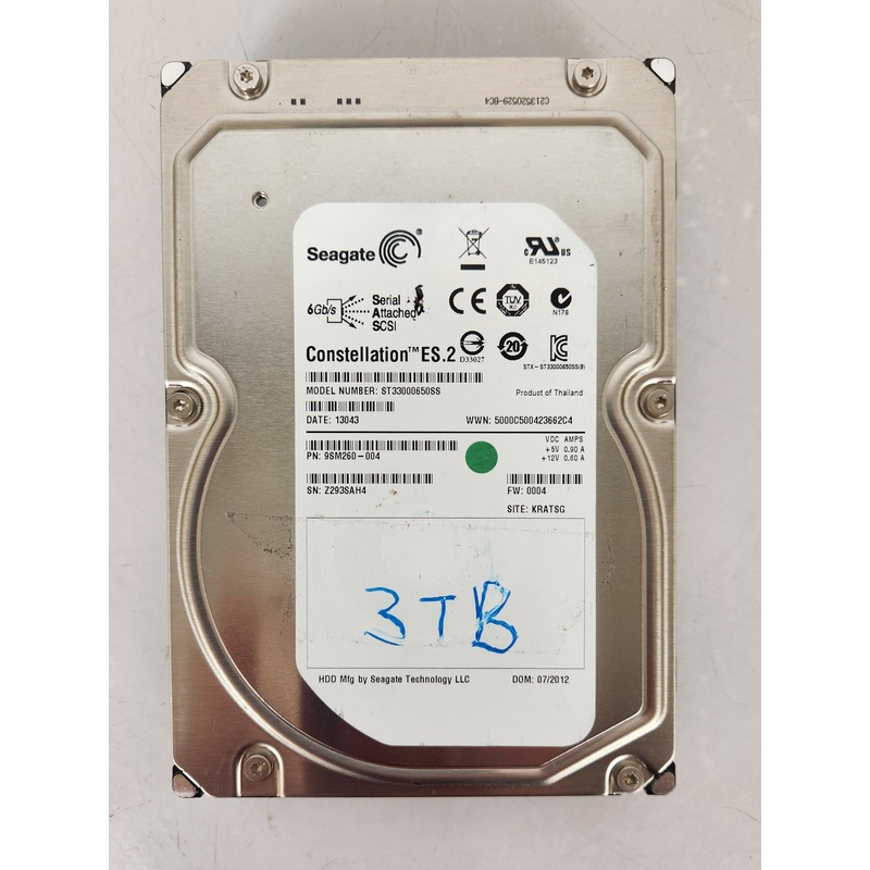 3TB HDD 3.5 7200rpm SAS Hard Drive for Servers