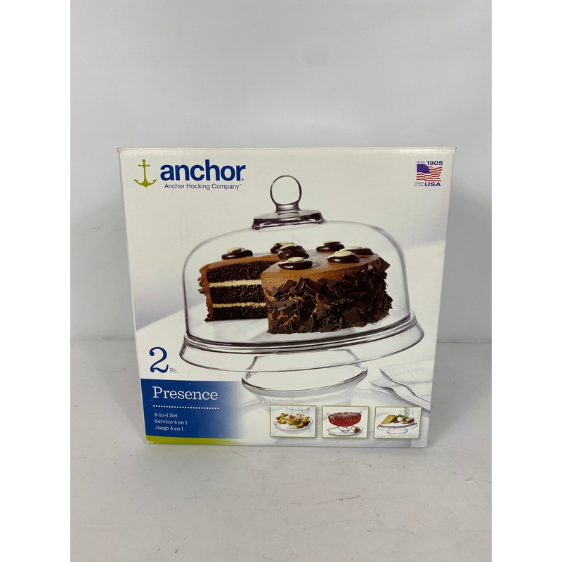 Anchor Hocking Presence Footed Cake Set with Dome