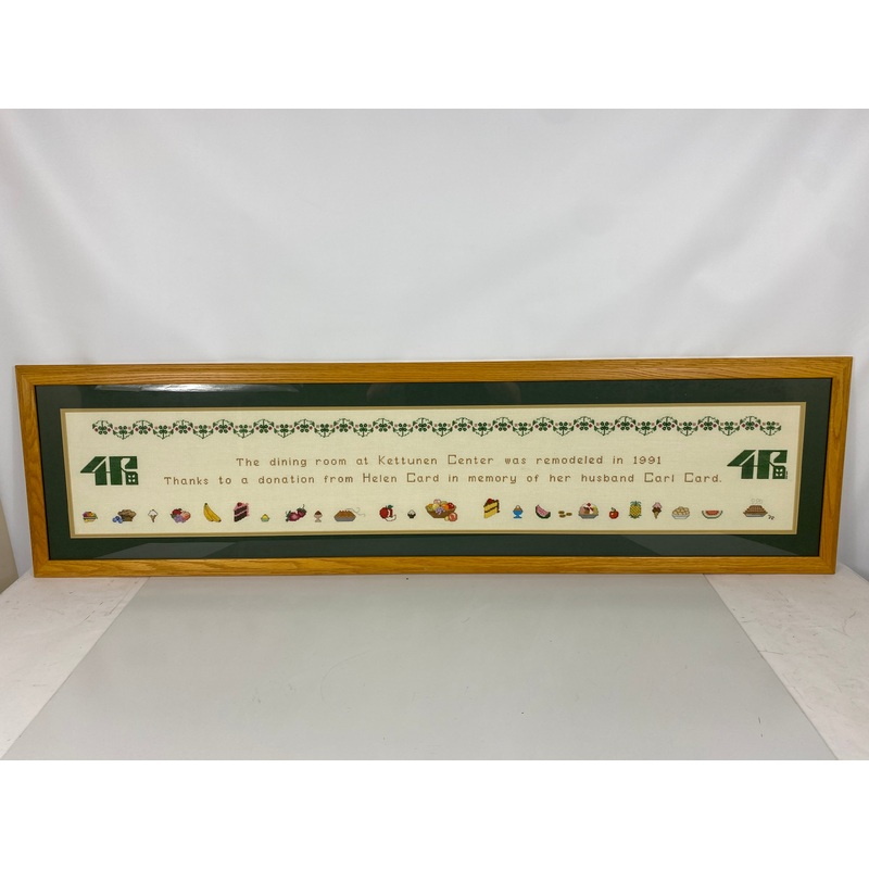 Framed Cross-Stitch Kettunen Center Dining Room Remodel Donor