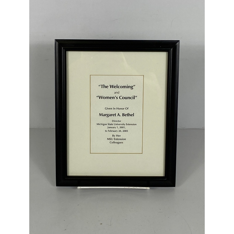 Framed MSU The Welcoming and Women’s Council Award