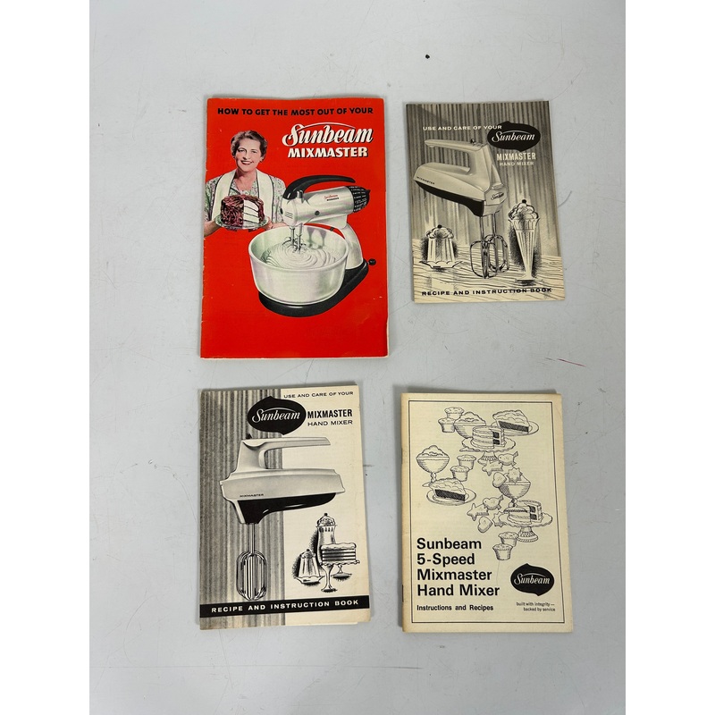 4 Vintage Sunbeam Mixmaster Hand Mixer Booklets w Recipes 1950-74 SC