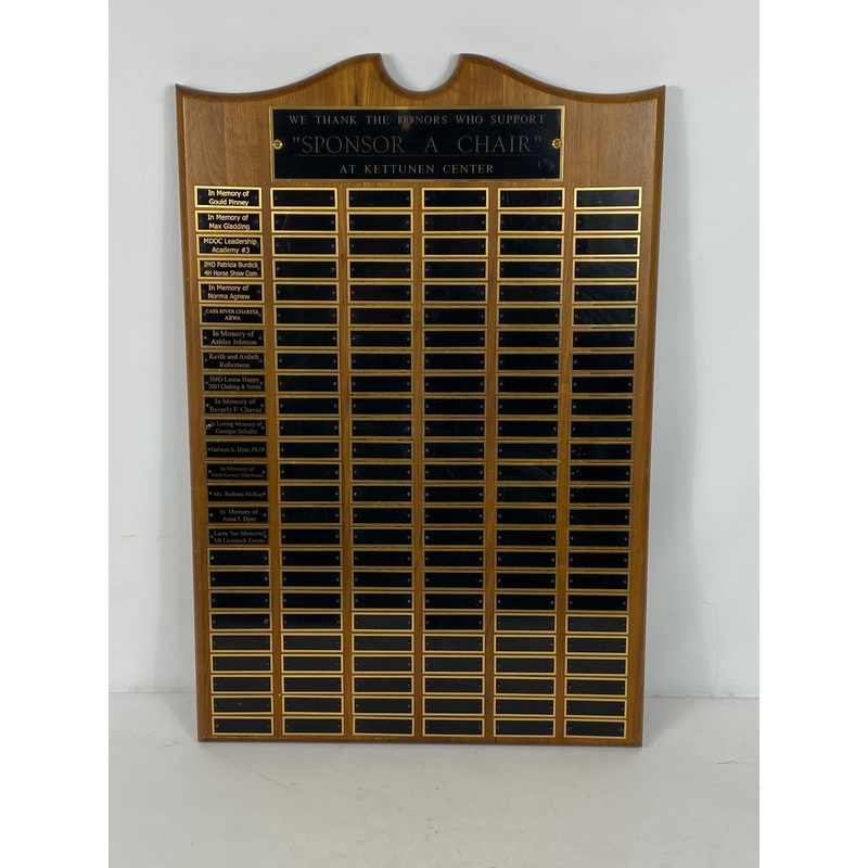 Kettunen Center Sponsor A Chair Plaque