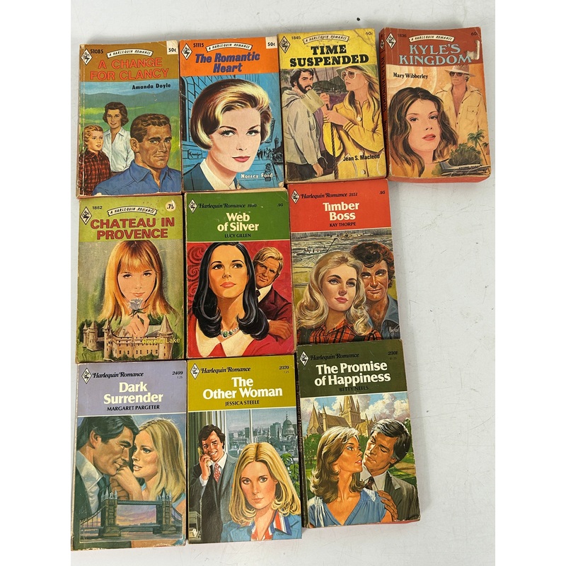 LOT OF 10 Harlequin Romance Red Edge 1960’s-80’s SC