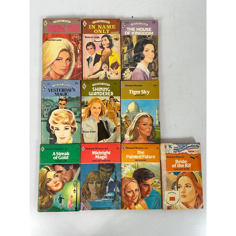 LOT OF 10 Vintage Harlequin Romance Red Edge 1970’s SC